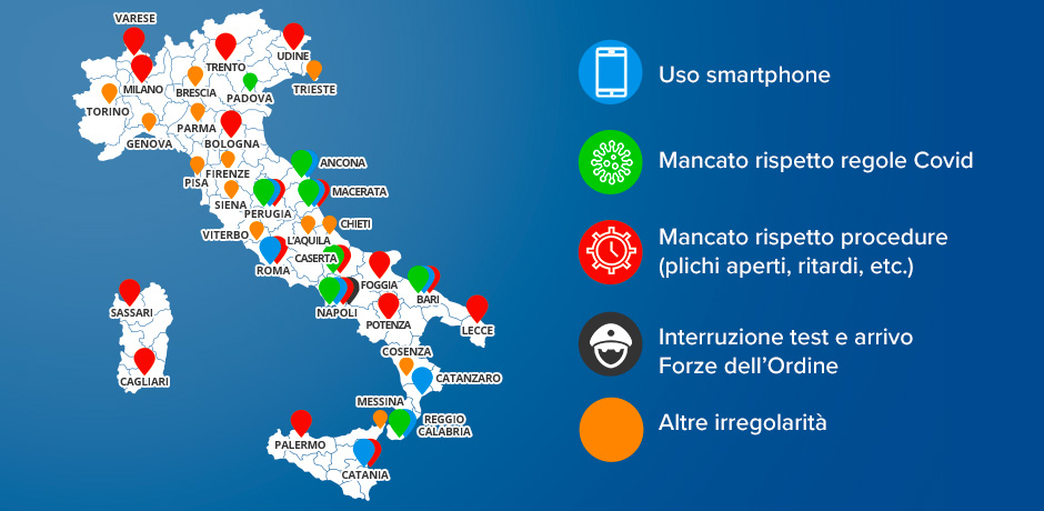 Mappa delle irregolarità in tutta Italia
